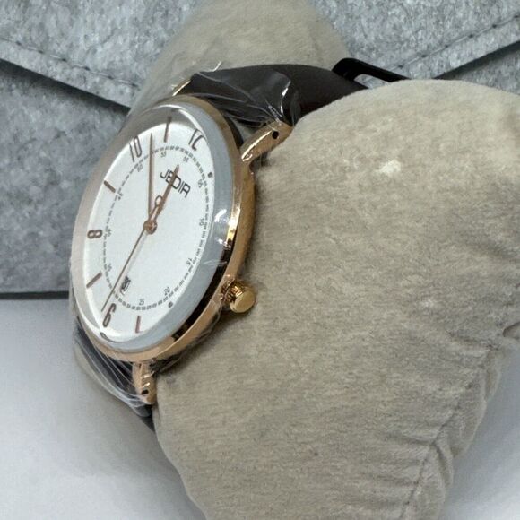 Jedir M.6014 Men Black Leather Strap Analog White Dial Quartz Wrist Watch JNA61 - Picture 3 of 12